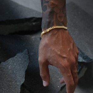 18k Gold Vermeil House of Auric 7MM Cuban Bracelet NIB Size 7